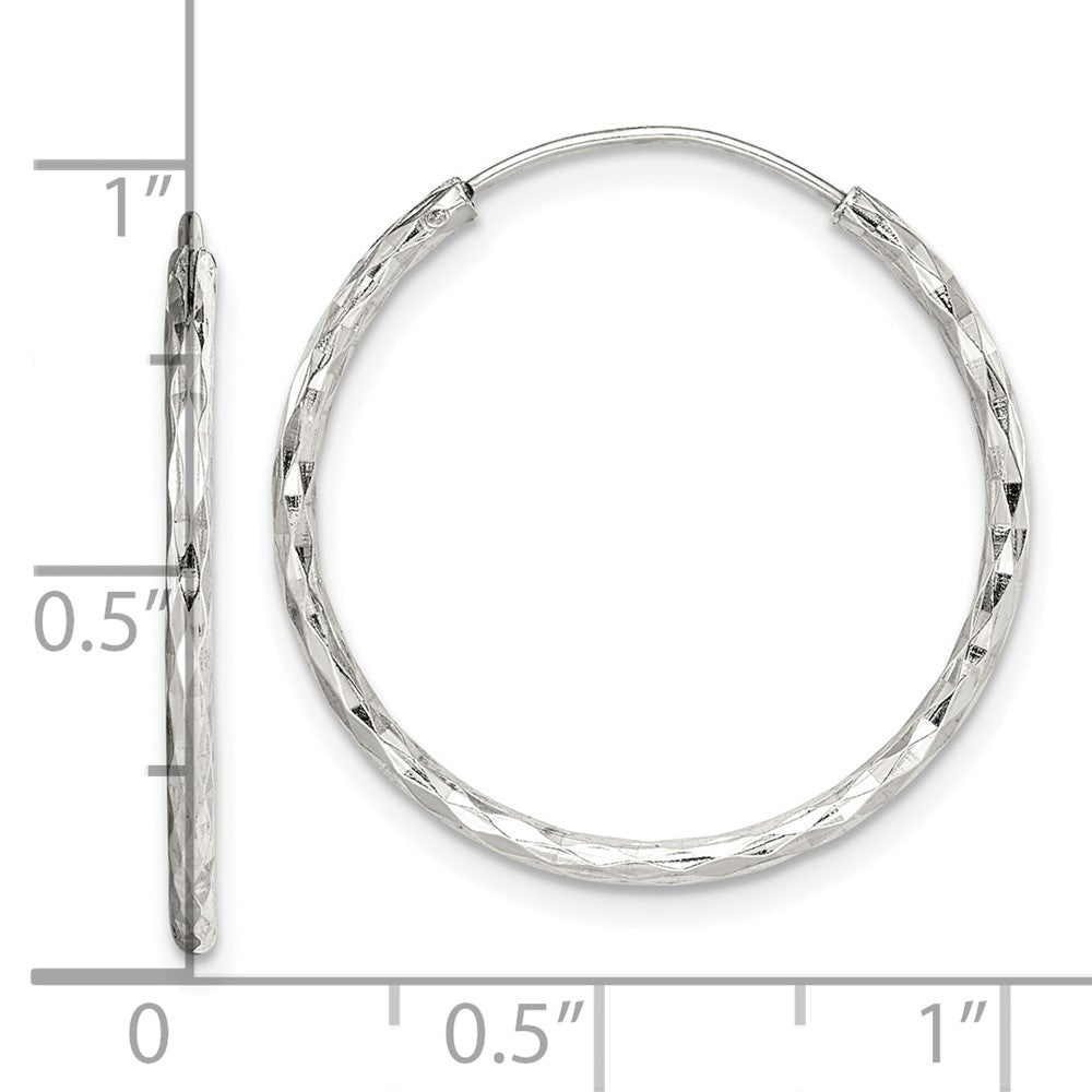 Sterling Silver Diamond Cut 1.5X24mm Endless Hoop Earrings