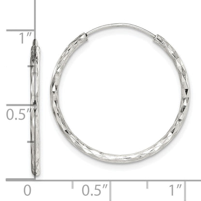 Sterling Silver Diamond Cut 1.5X24mm Endless Hoop Earrings
