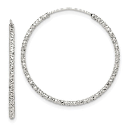 Sterling Silver Diamond Cut 1.5X28mm Endless Hoop Earrings