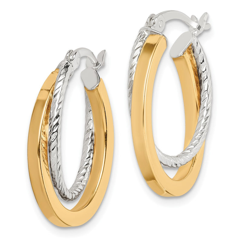 Sterling Silver And Gold Tone Double Hoop Earrings