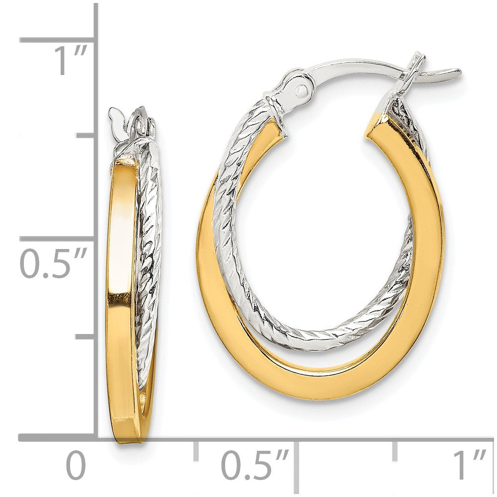 Sterling Silver And Gold Tone Double Hoop Earrings
