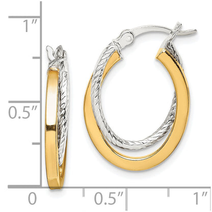 Sterling Silver And Gold Tone Double Hoop Earrings