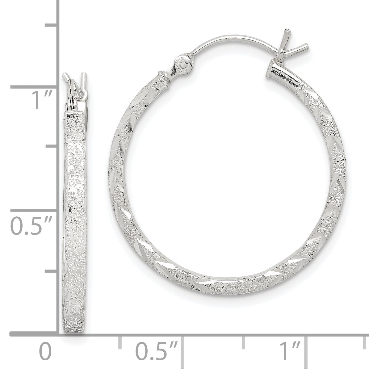 Sterling Silver Diamond-Cut 2.5mm Hoop Earrings