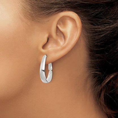 Sterling Silver Polished Omega Back Hoop Earrings