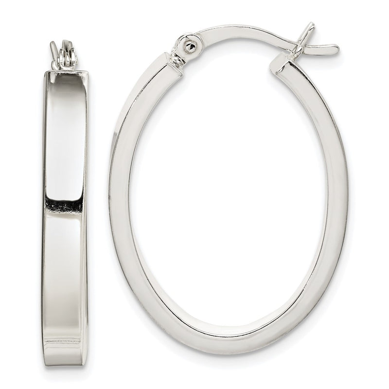 Sterling Silver Polished 4mm Oval Hoop Earrings