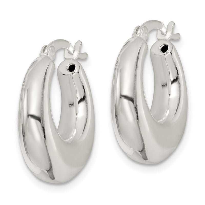 Sterling Silver Polished & Tapered Round Hoop Earrings