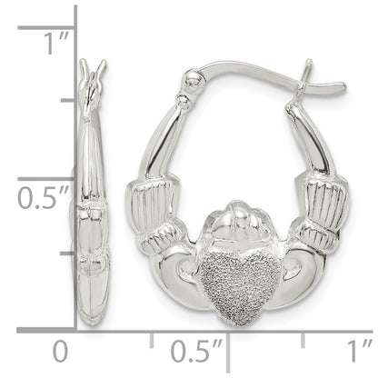 sterling-silver-polished-laser-cut-claddagh-hoop-earrings