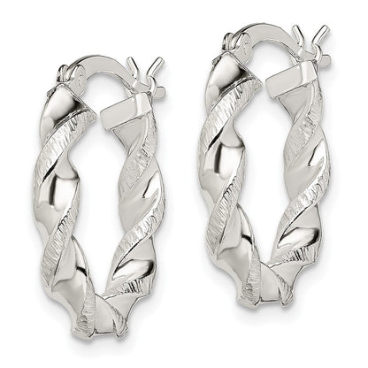 Sterling Silver Twisted And Textured Hoop Earrings