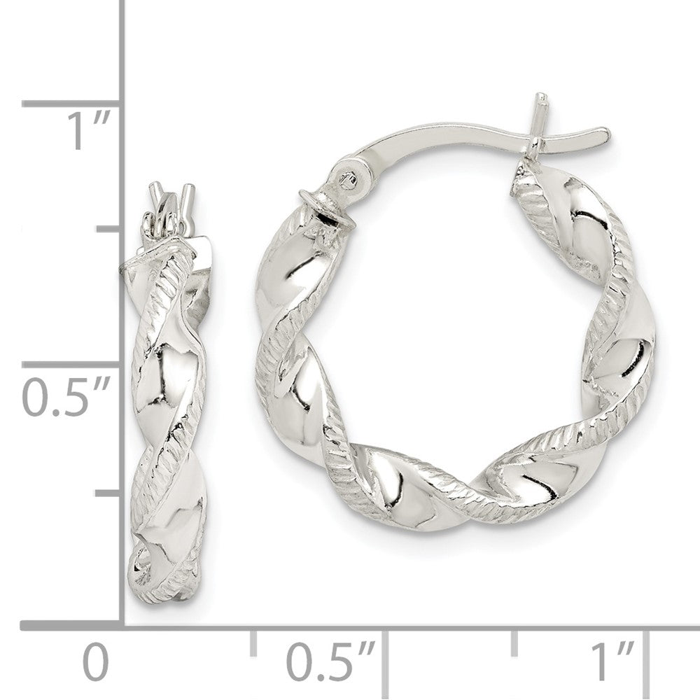 Sterling Silver Twisted And Textured Hoop Earrings