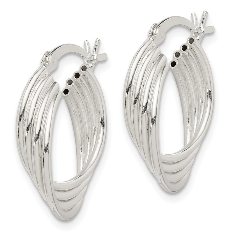 Sterling Silver Polished Twisted Multi-Tube Round Hoop Earrings