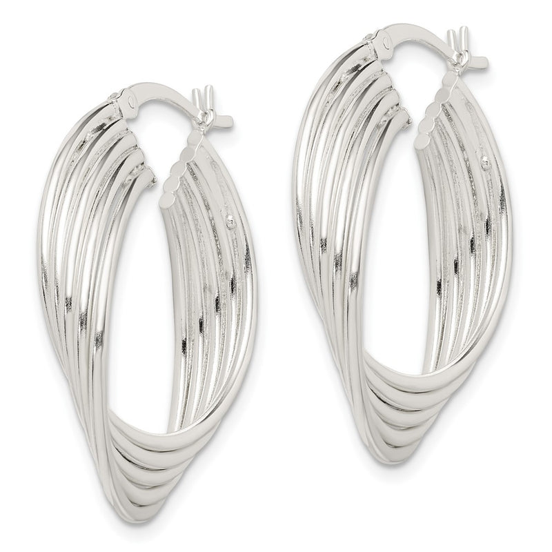 Sterling Silver Polished Twisted Multi-Tube Round Hoop Earrings