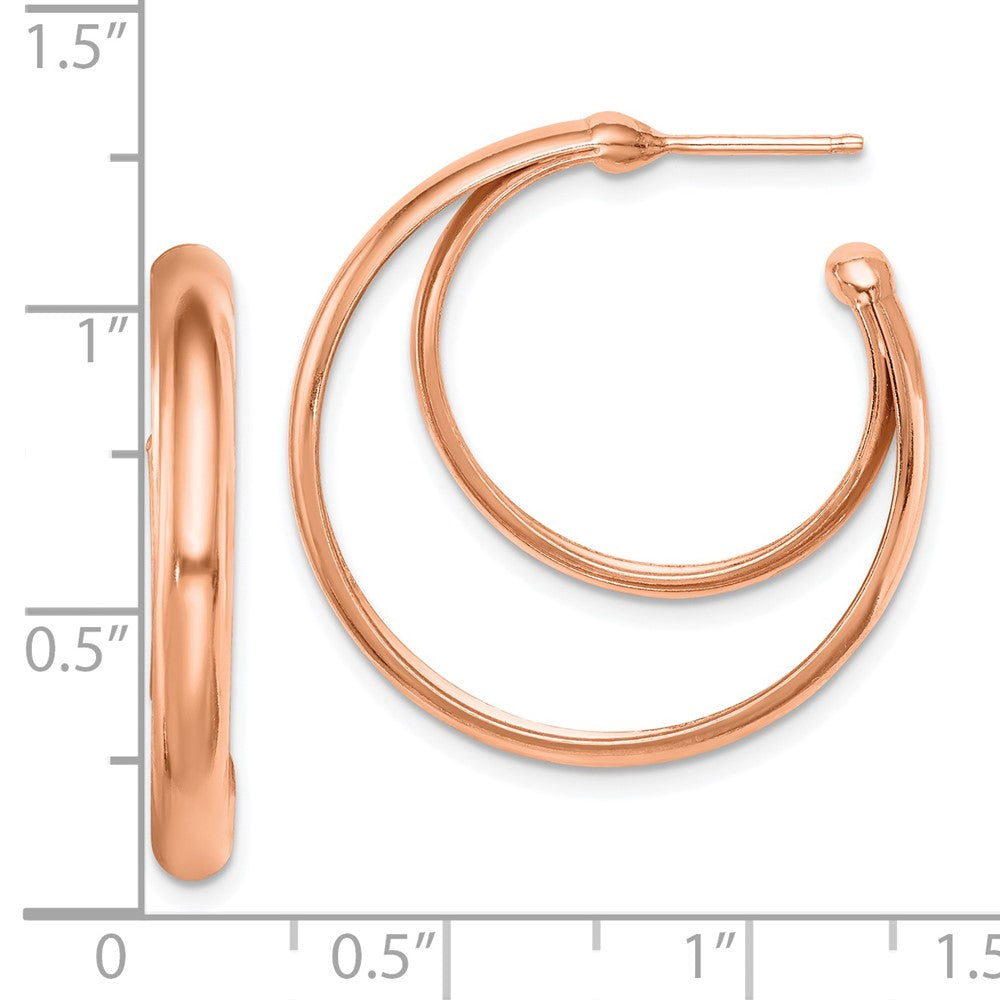 Sterling Silver Rh Plated Rose Gold-Plated 28X3.5 Hoop Post Earrings