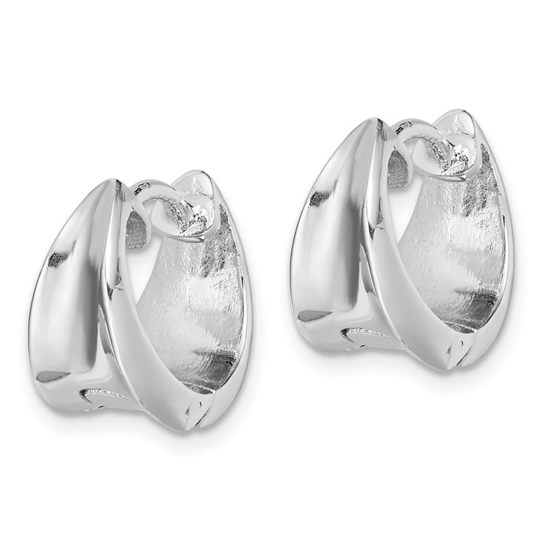 Sterling Silver Rhodium-Plated Hinged Hoop Earrings