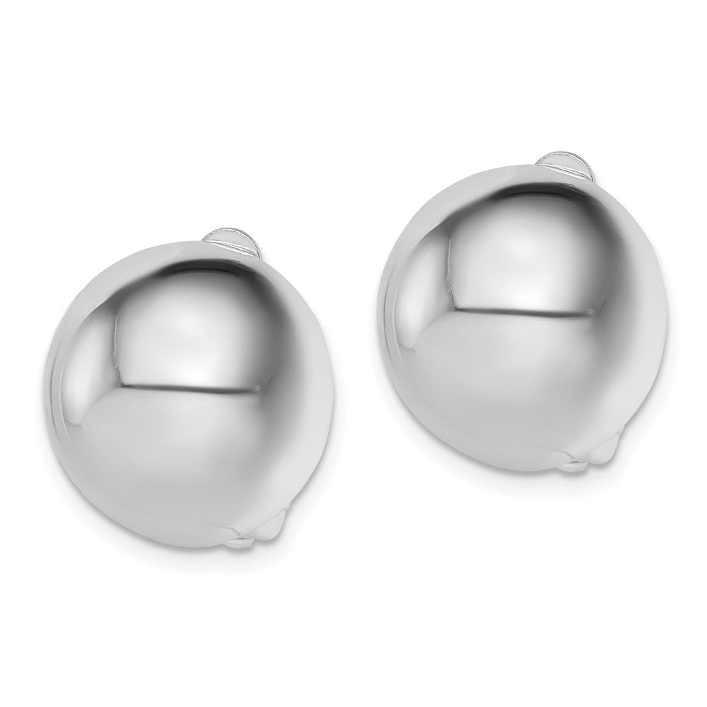 Sterling Silver Rhodium-Plated Polished Non-Pierced Circle Earrings