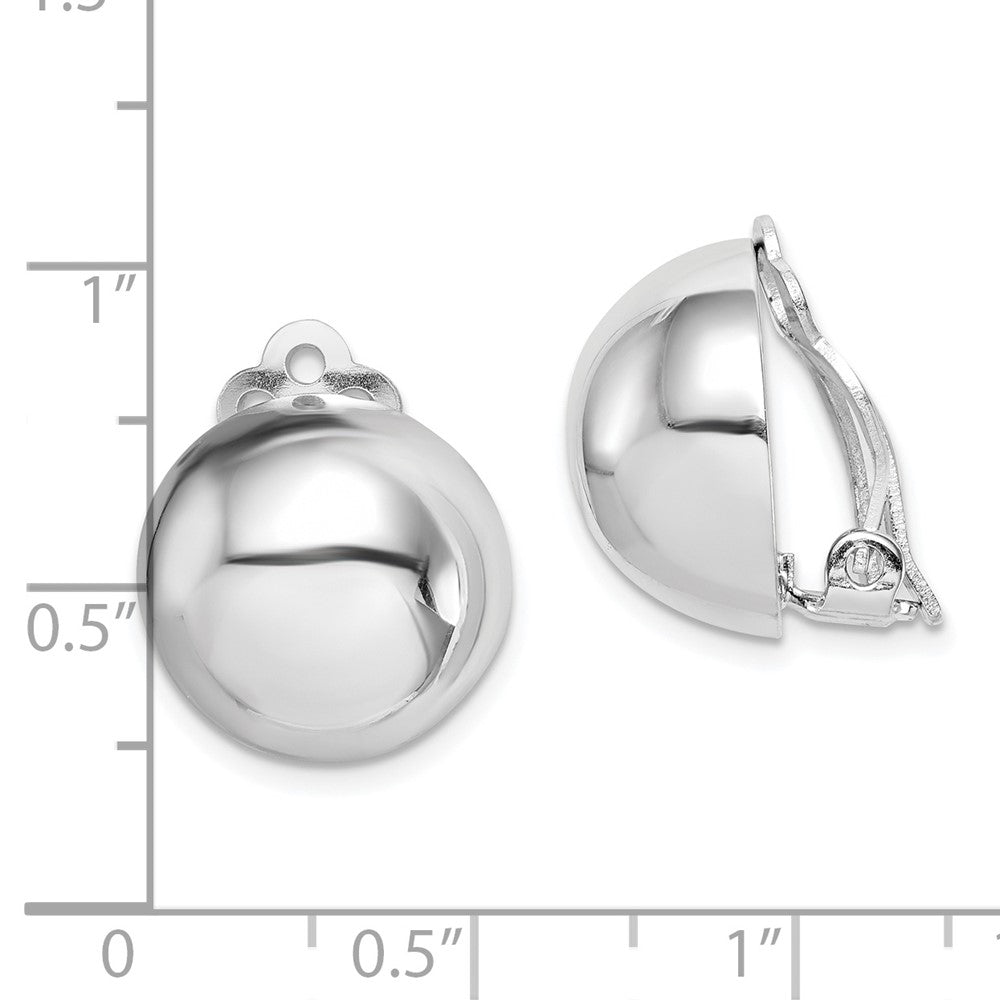 Sterling Silver Rhodium-Plated Polished Non-Pierced Circle Earrings
