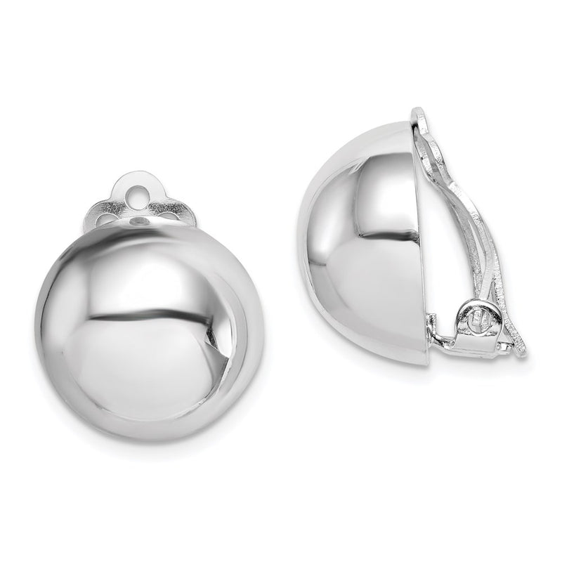 Sterling Silver Rhodium-Plated Polished Non-Pierced Circle Earrings