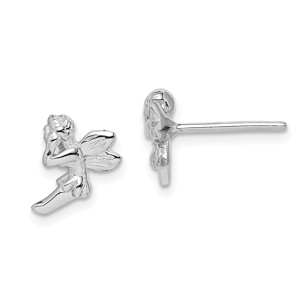 Sterling Silver Rhodium-Plated Fairy Post Earrings