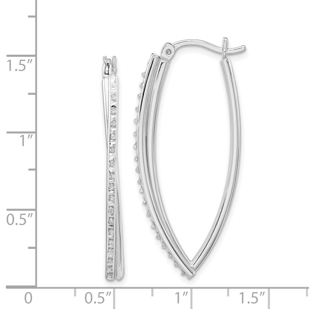Sterling Silver Diamond Fascination Mystique Platinum-Plated Hoop Earrings