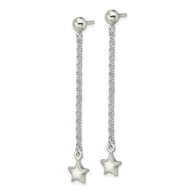 Sterling Silver Polished Star Drop And Dangle Post Earrings