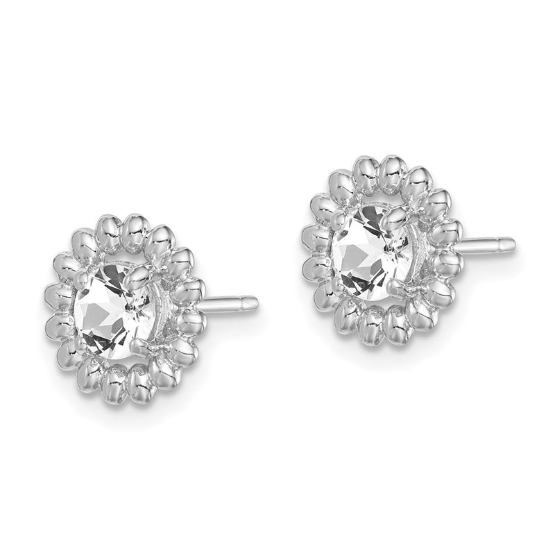 Sterling Silver Rhod-Plat White Topaz Earrings
