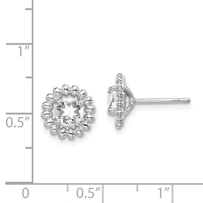 Sterling Silver Rhod-Plat White Topaz Earrings