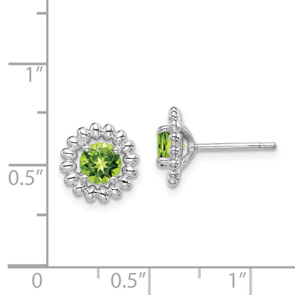 Sterling Silver Rhod-Plat Peridot Earrings