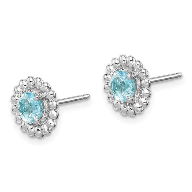 Sterling Silver Rhod-Plat Lb Topaz Earrings