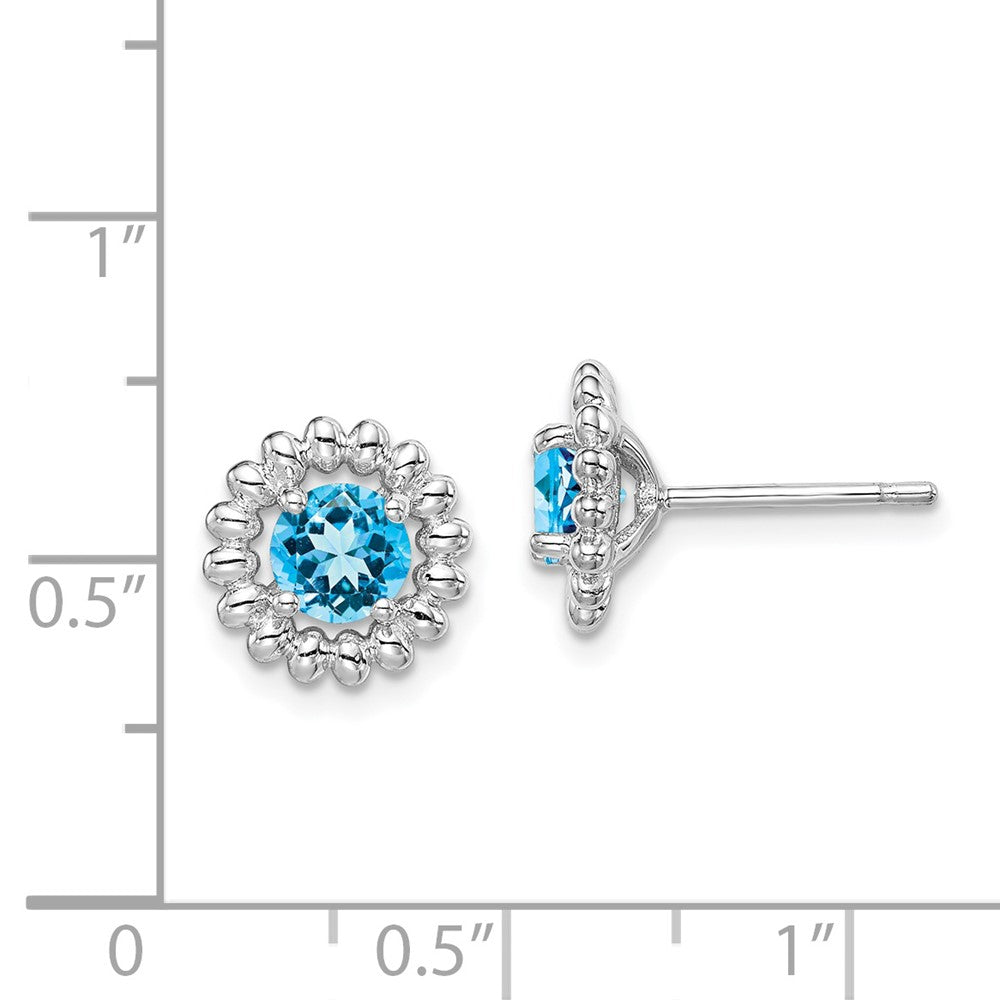 Sterling Silver Rhod-Plat Lb Topaz Earrings