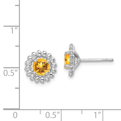 Sterling Silver Rhod-Plat Citrine Earrings