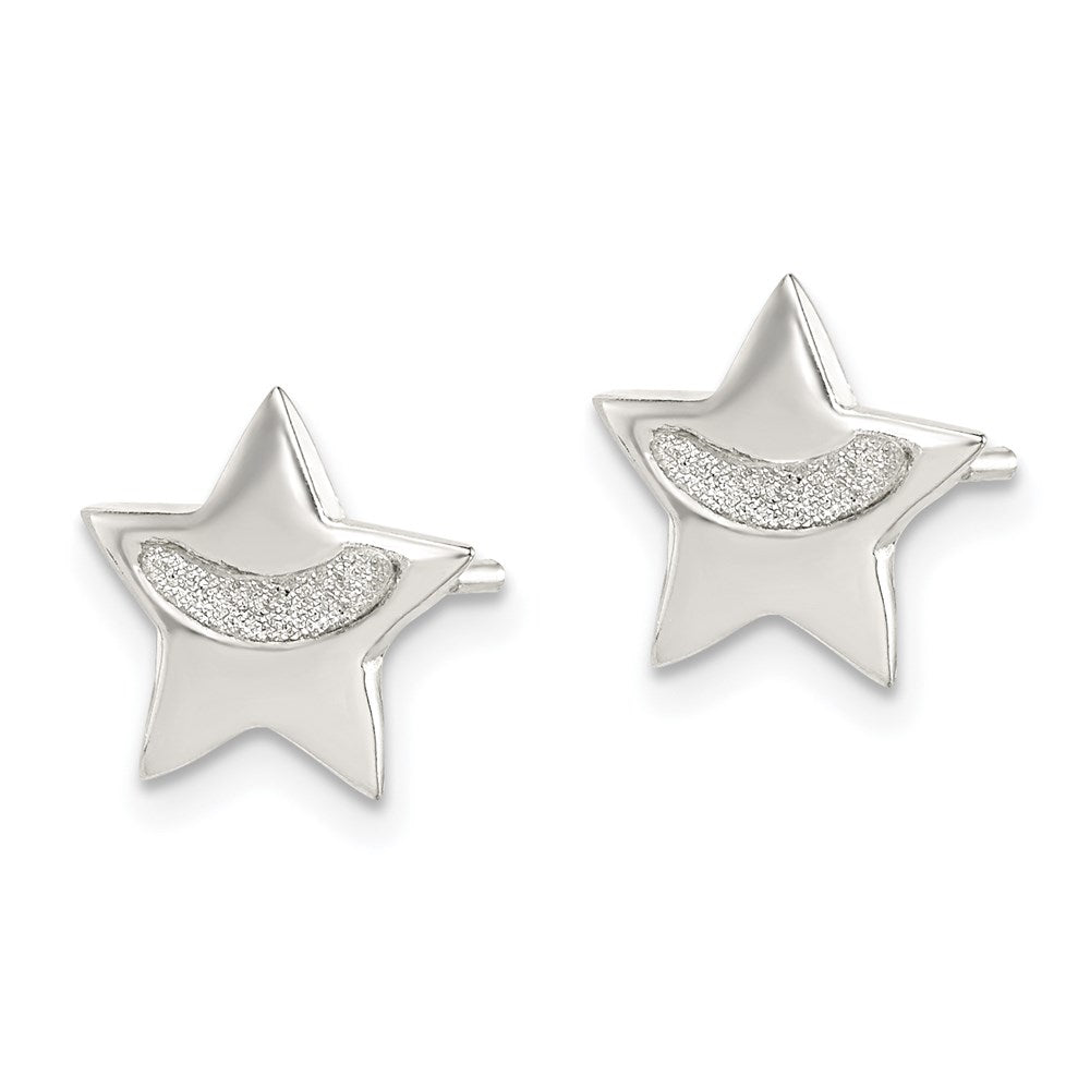 Sterling Silver Glitter Star Earrings