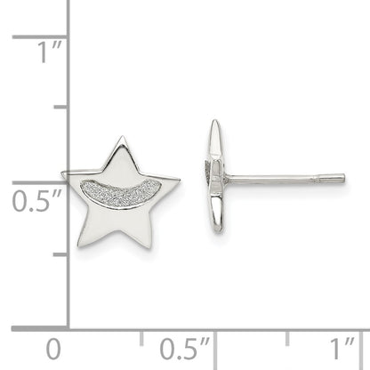 Sterling Silver Glitter Star Earrings