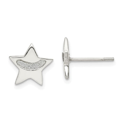Sterling Silver Glitter Star Earrings