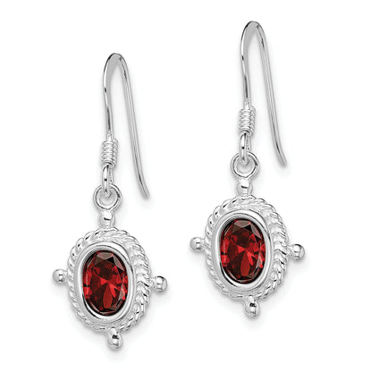 Sterling Silver Rhodium-Plated Fancy Garnet Earrings