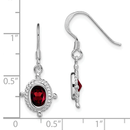 Sterling Silver Rhodium-Plated Fancy Garnet Earrings