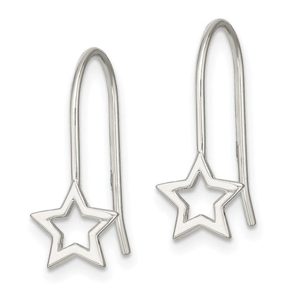 Sterling Silver Cut-Out Star Shepherd Hook Earrings
