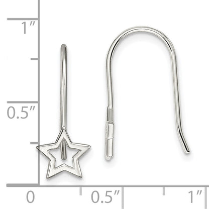 Sterling Silver Cut-Out Star Shepherd Hook Earrings