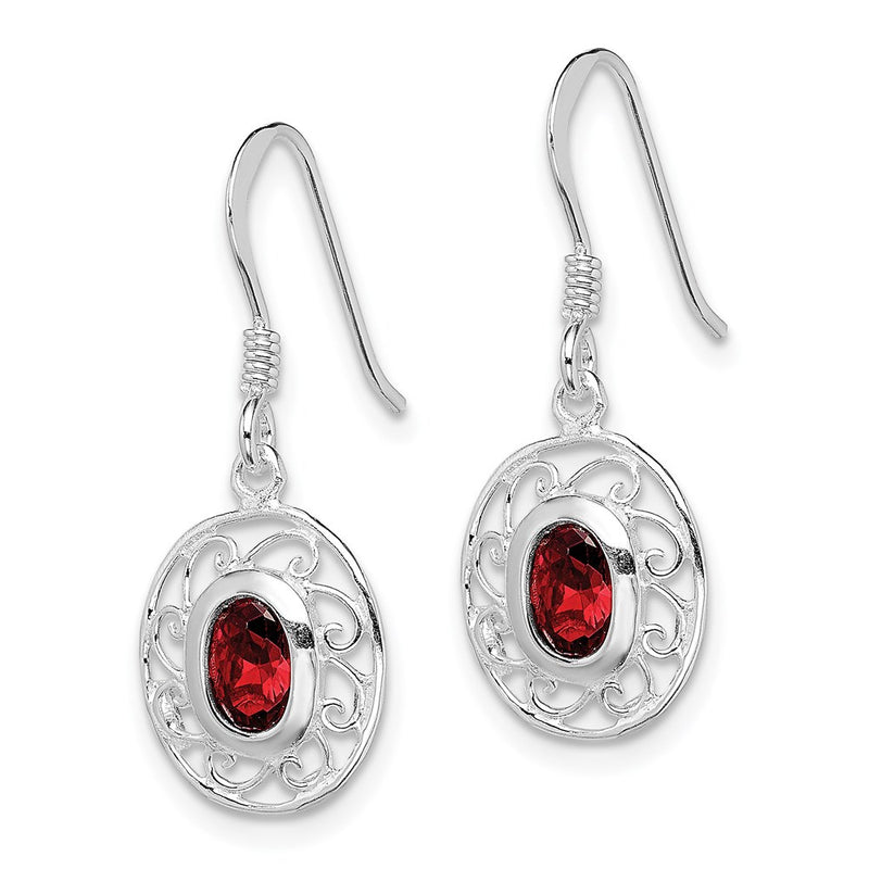 Sterling Silver Rhodium-Plated Fancy Garnet Earrings