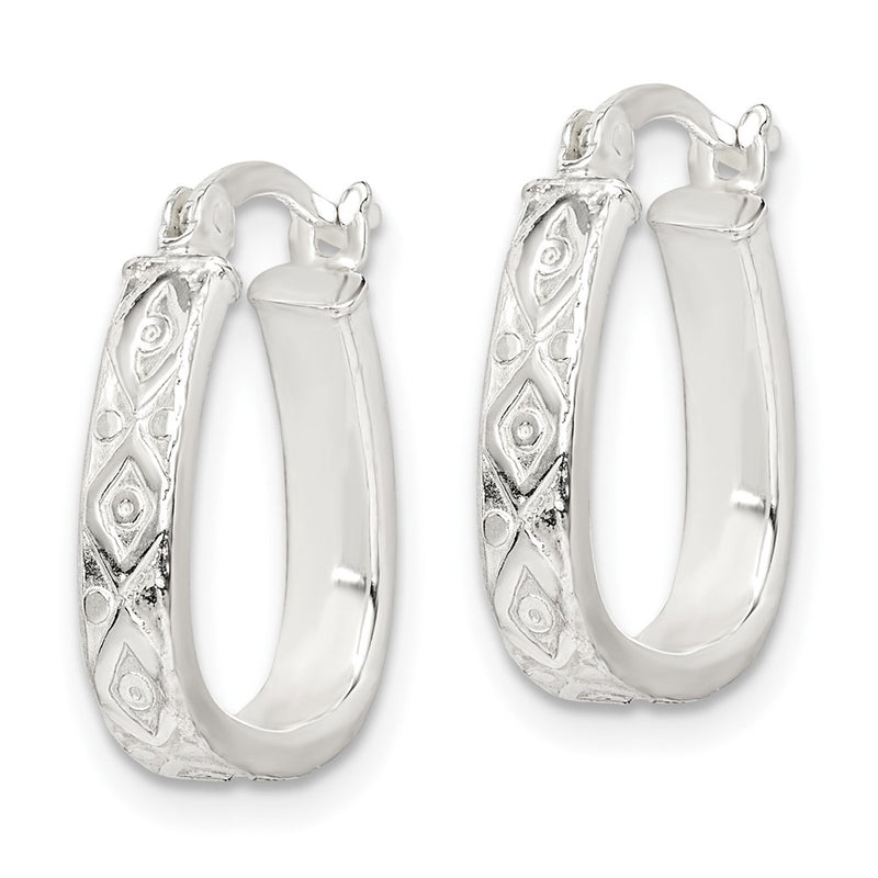 Sterling Silver Patterned 3mm Hoop Earrings