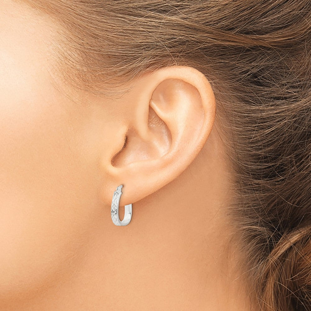 Sterling Silver Patterned 3mm Hoop Earrings