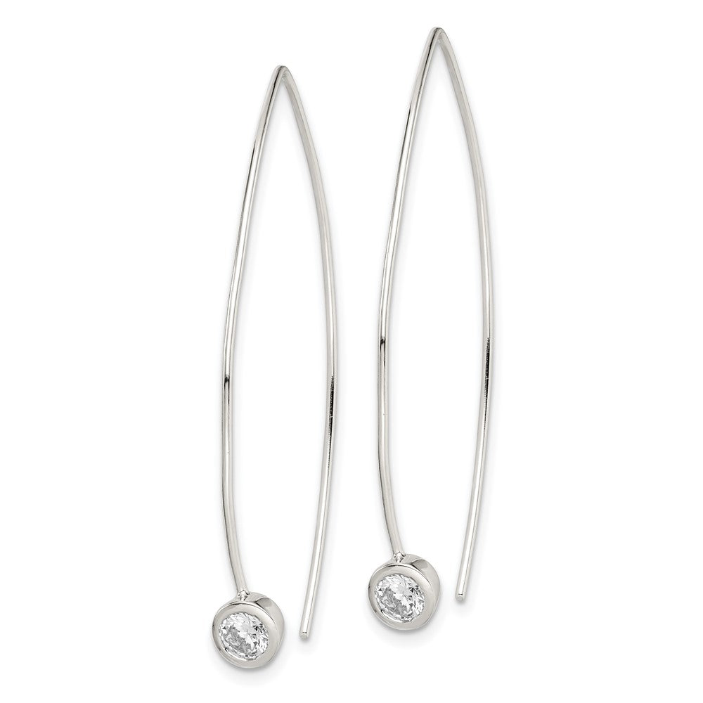 Sterling Silver Cz Threader Earrings