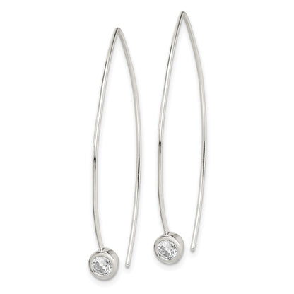 Sterling Silver Cz Threader Earrings
