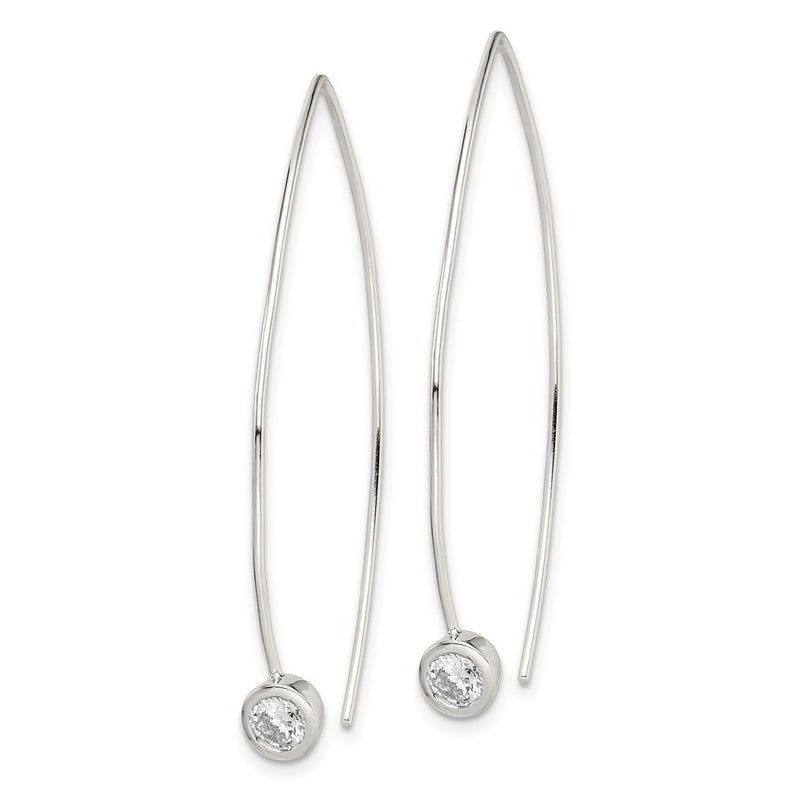 Sterling Silver Cz Threader Earrings