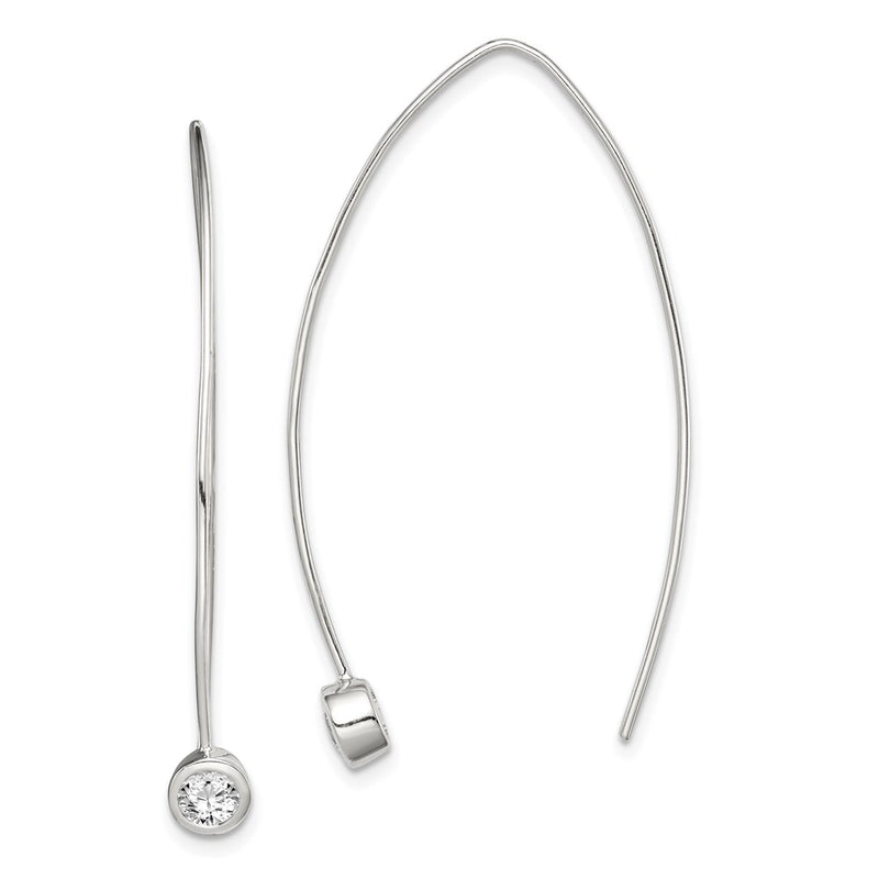 Sterling Silver Cz Threader Earrings