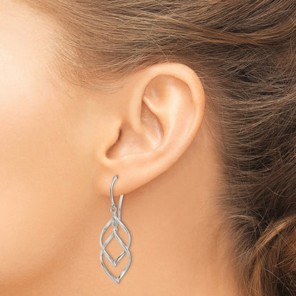 Sterling Silver Polished Fancy Twisted Dangle Earrings