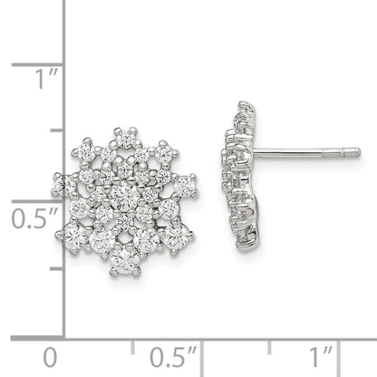 Sterling Silver Cz Cluster Post Earrings