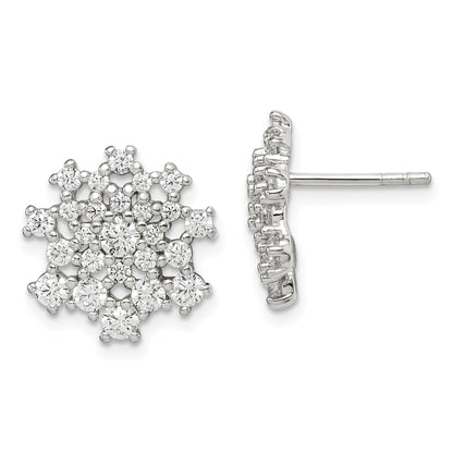 Sterling Silver Cz Cluster Post Earrings