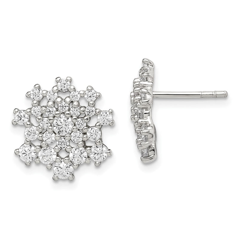 Sterling Silver Cz Cluster Post Earrings