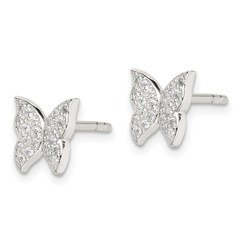 Sterling Silver Cz Butterfly Post Earrings
