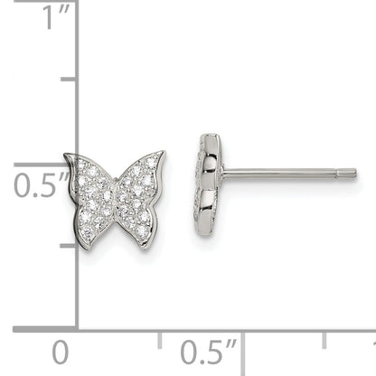 Sterling Silver Cz Butterfly Post Earrings