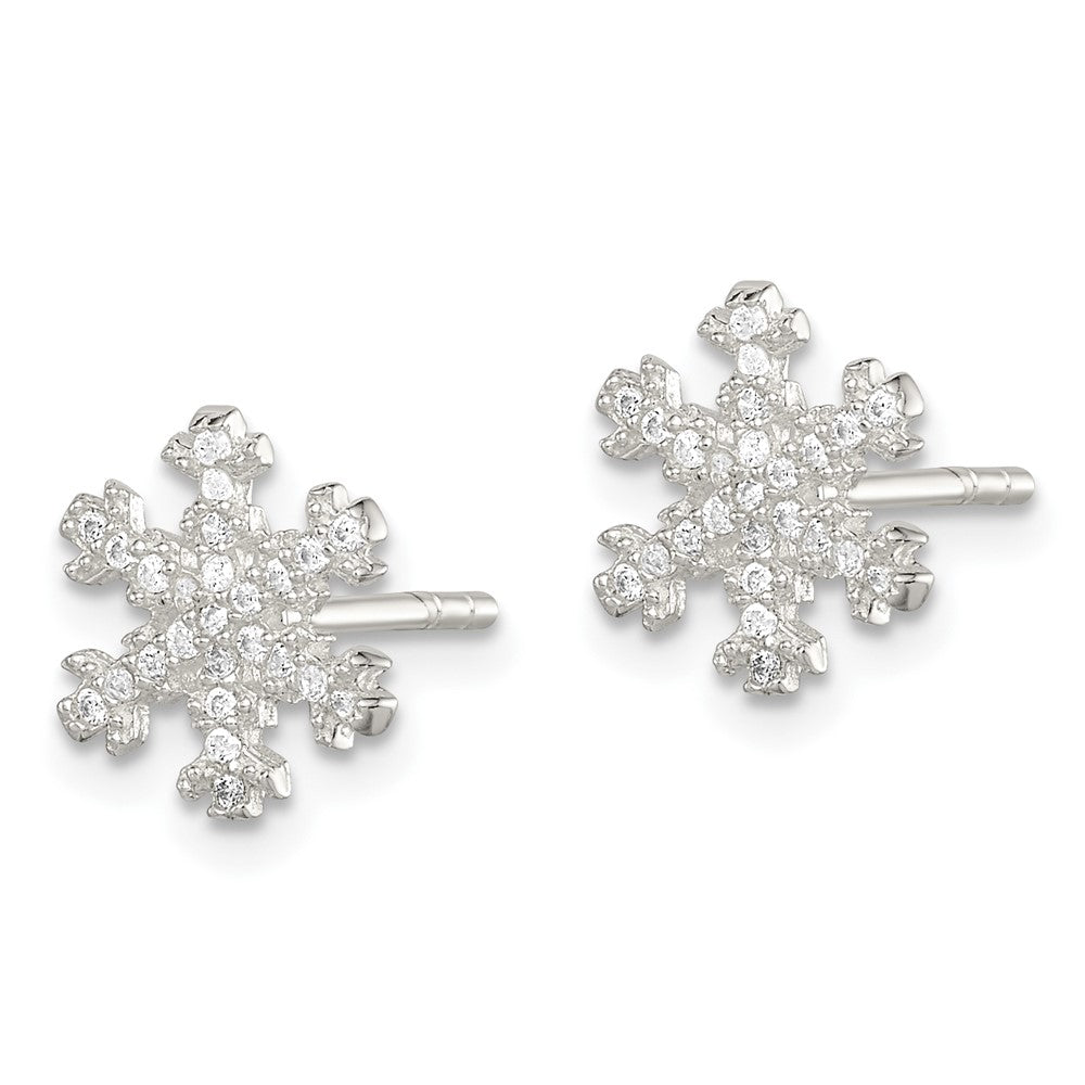 Sterling Silver Cz Snowflake Post Earrings